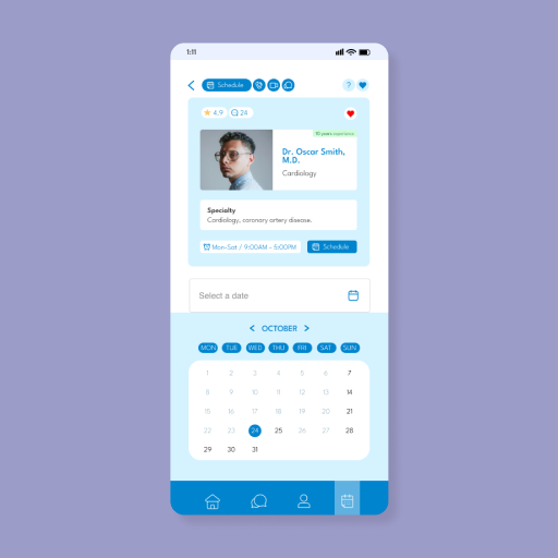 High fidelity wireframe of a mobile home screen